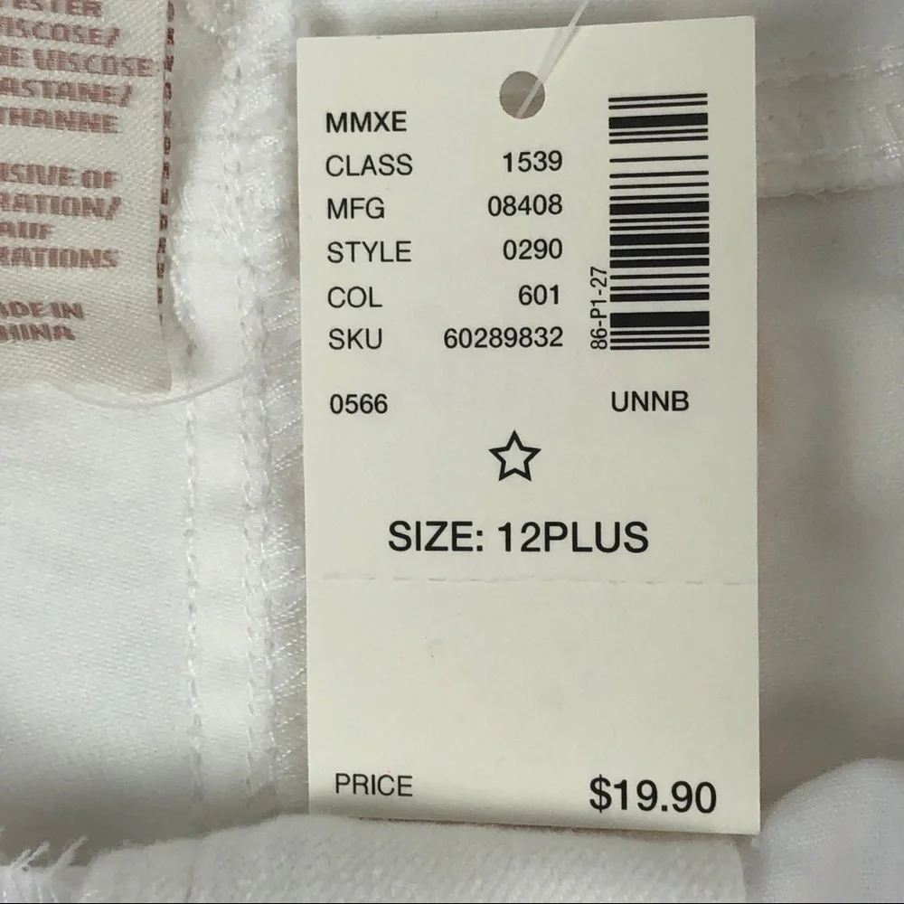 NWT JUSTICE Girl’s Bermuda White Shorts Sz 12 Plus Ripped/Torn Frayed Hem